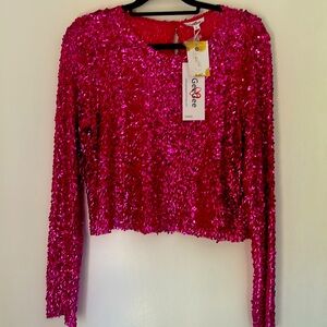 GeeGee pink sequin top NWT large